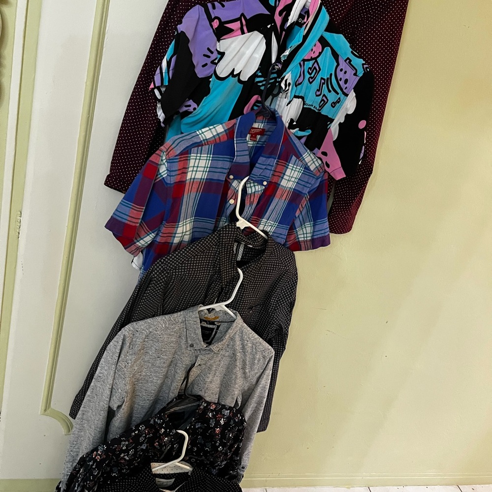 Denim & Flower Purple and Blue Casual Button Down Shirt